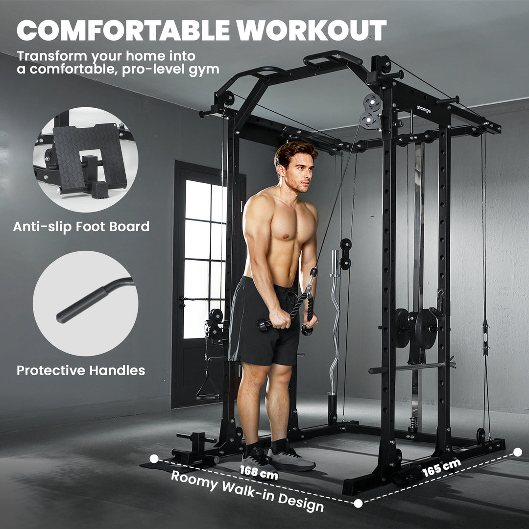 Lat Pull-Down Home Gym Machine with Cable Crossover for Home Strength Training