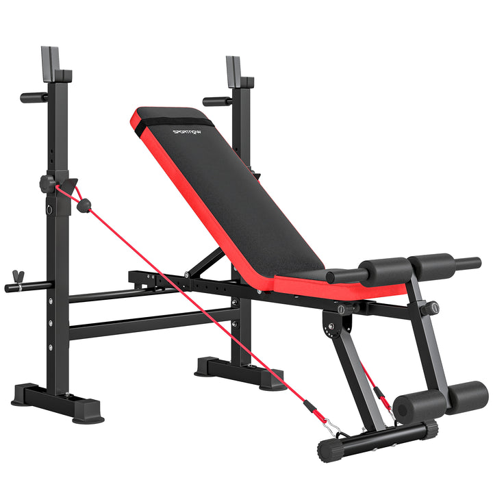 Adjustable Weight Bench with Squat Rack and Dip Stand