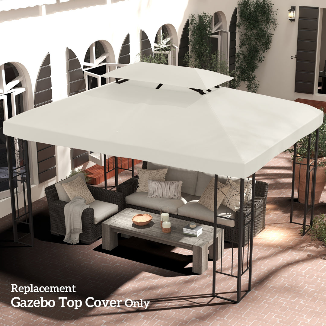 MCL 3x4m Gazebo Replacement Roof Canopy 2 Tier Top UV Cover Garden Patio Outdoor Sun Awning Shelters Cream (TOP COVER ONLY)