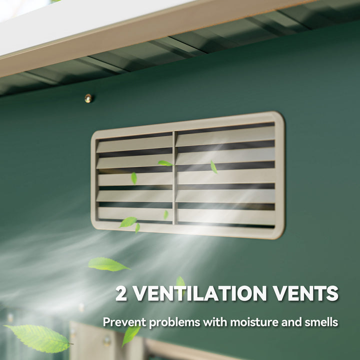 MCL 7 x 4ft Outdoor Storage Shed with Foundation Kit, Lean to Metal Garden Shed for Log, Rubbish Bin, Tool, Lawnmower, Bike, Patio and Lawn Use, Green