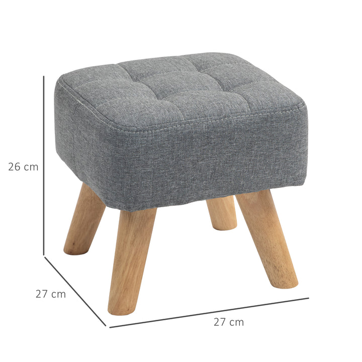Linen-Look Square Padded Footstool - Grey