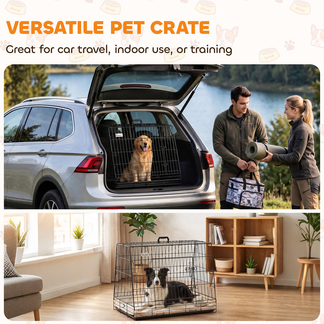 35"(90 cm) Car Dog Crate Medium Large Collapsible Slanted Travel Dog C