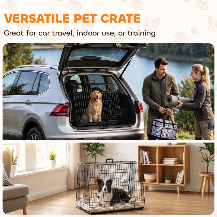 35"(90 cm) Car Dog Crate Medium Large Collapsible Slanted Travel Dog C