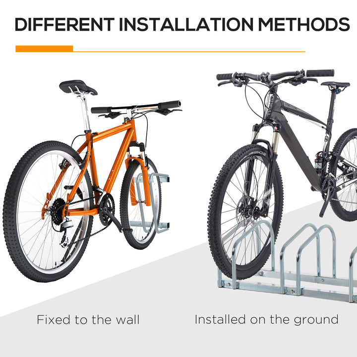 Bike Stand Parking Rack Floor or Wall Mount Bicycle Cycle Storage Locking Stand (5 Racks, Silver)
