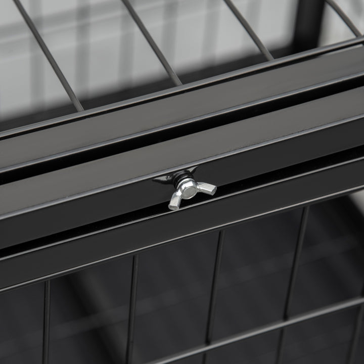 MCL 36" Heavy Duty Metal Dog Crate Pet Cage with Tray Wheeled Dog Kennel - Black (Medium)