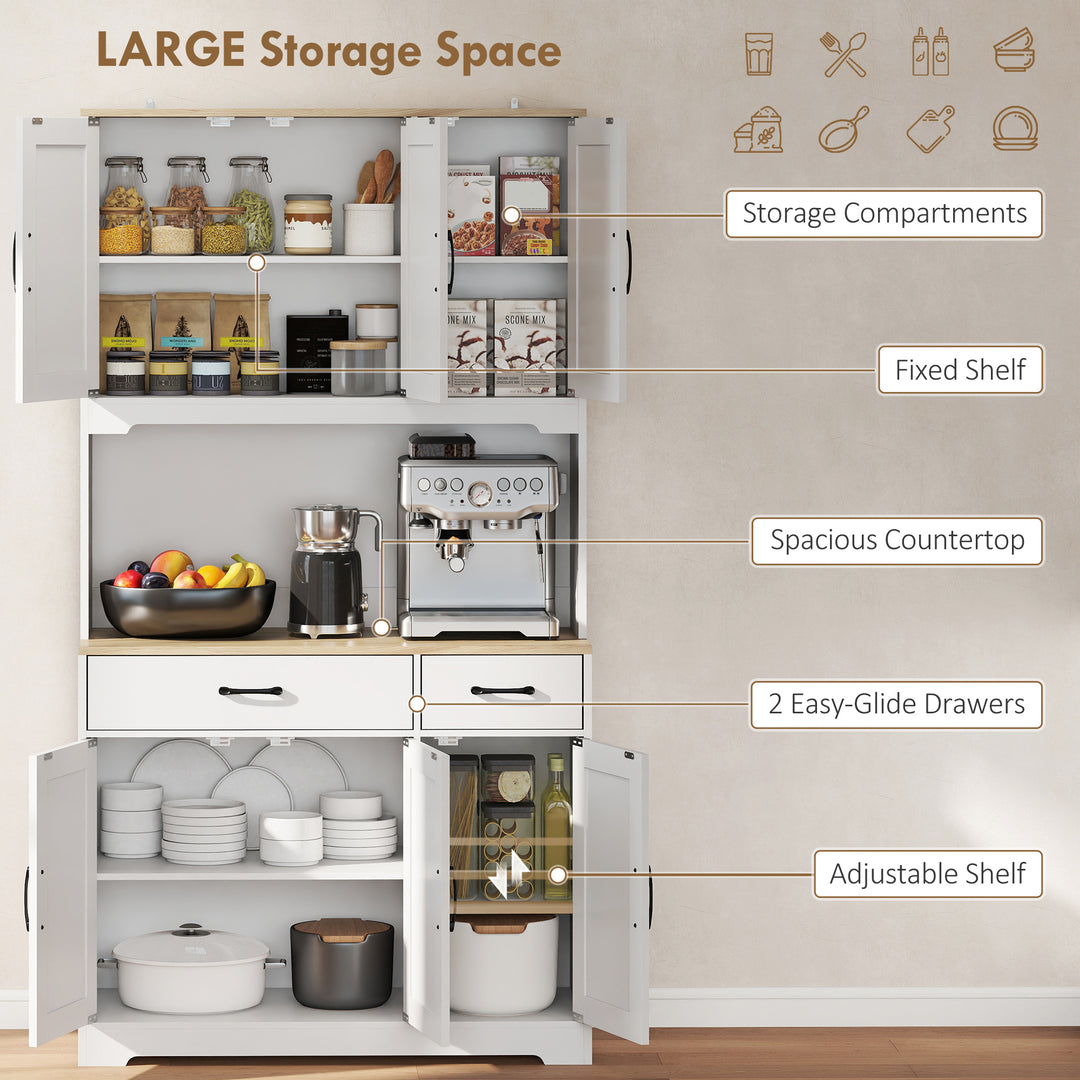 175 cm Tall Kitchen Pantry Cabinet with Microwave Stand, Freestanding - view 4