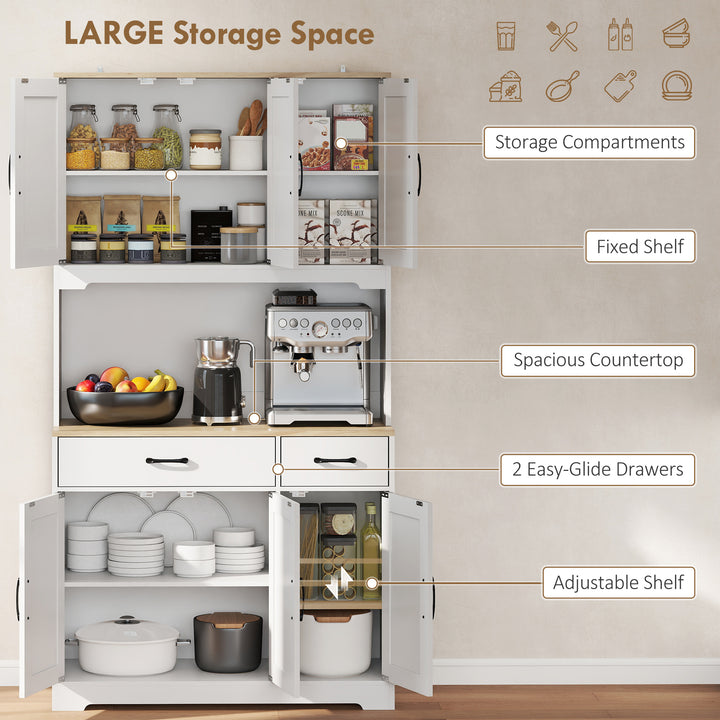 175 cm Tall Kitchen Pantry Cabinet with Microwave Stand, Freestanding - view 4