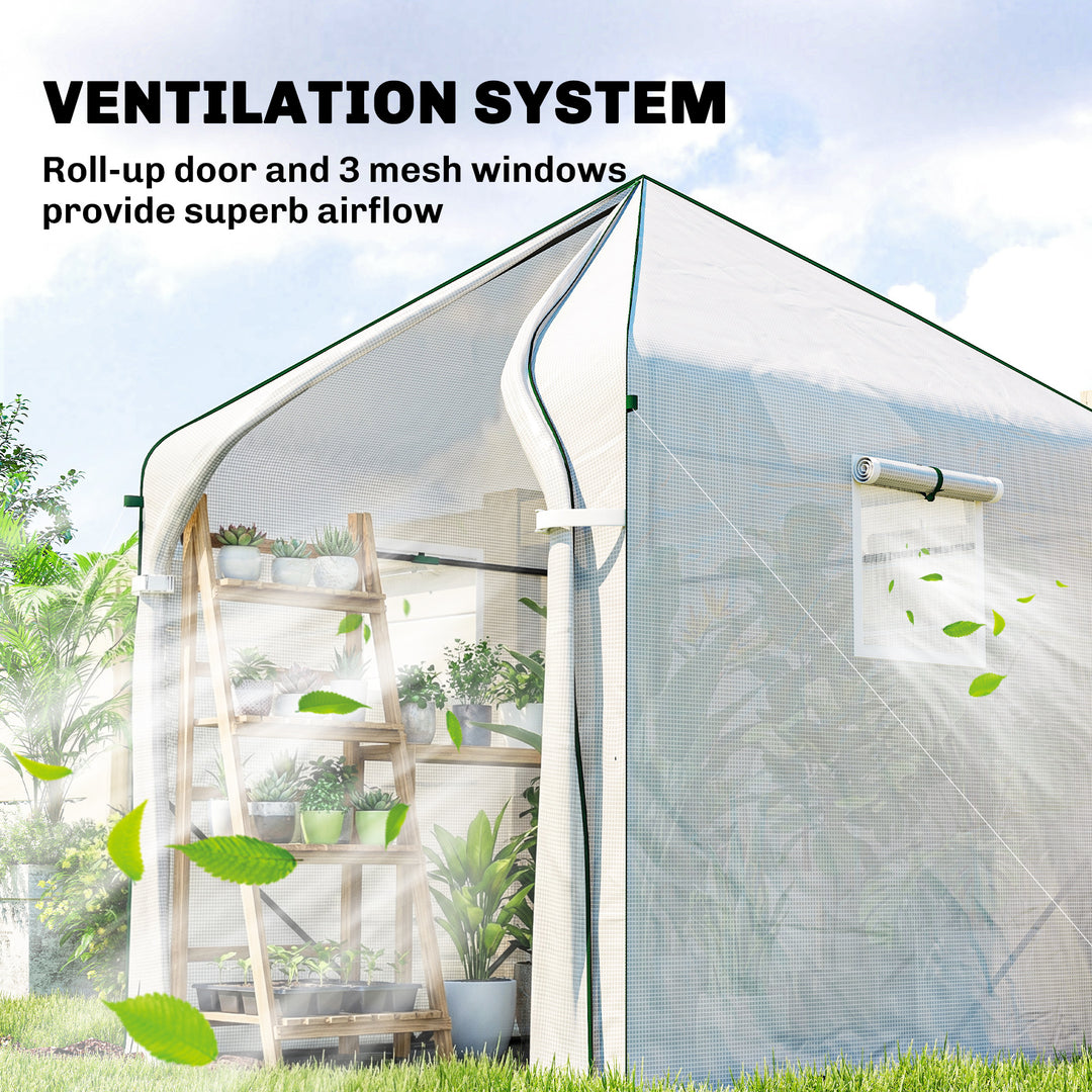 Walk-in Greenhouse for Outdoors with Steel Frame, Large Plant House wi