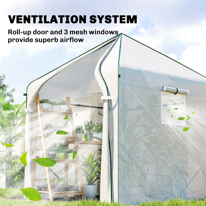 Walk-in Greenhouse for Outdoors with Steel Frame, Large Plant House wi