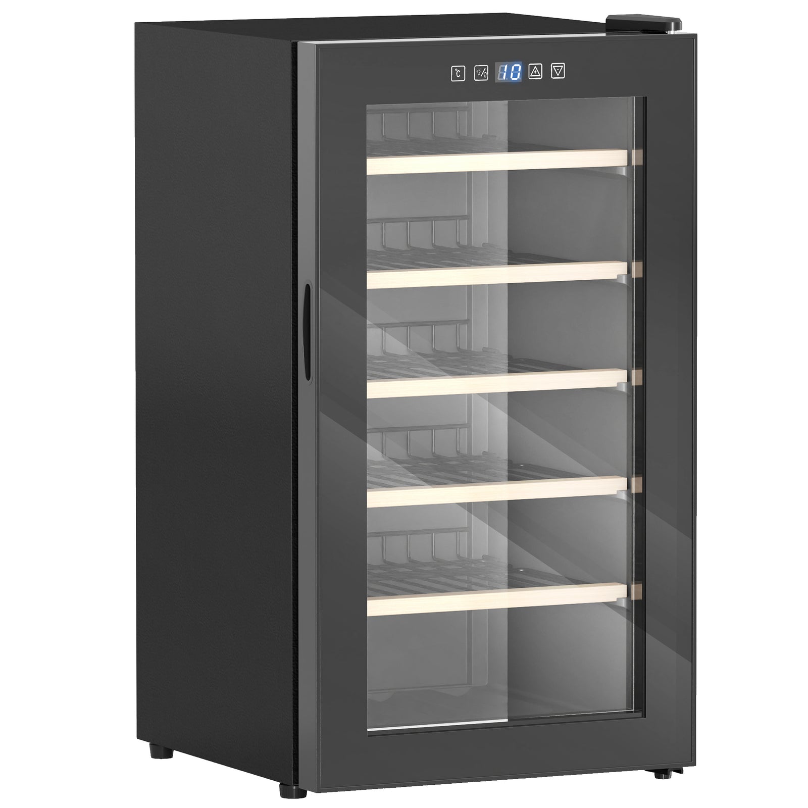 41 Bottle Wine Fridge, 91 Litre Capacity, 45cm Freestanding Wine Cooler Fridge with Glass Door, LED Light, Digital Touch Screen, Temperature Control, Black