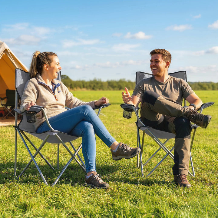 Camping Chair Set of 2 Portable Folding Outdoor Camp Chair with Cup Ho