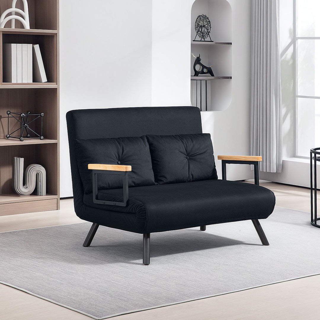 4-in-1 Velvet-Feel Double Sofa Bed, with Pillows