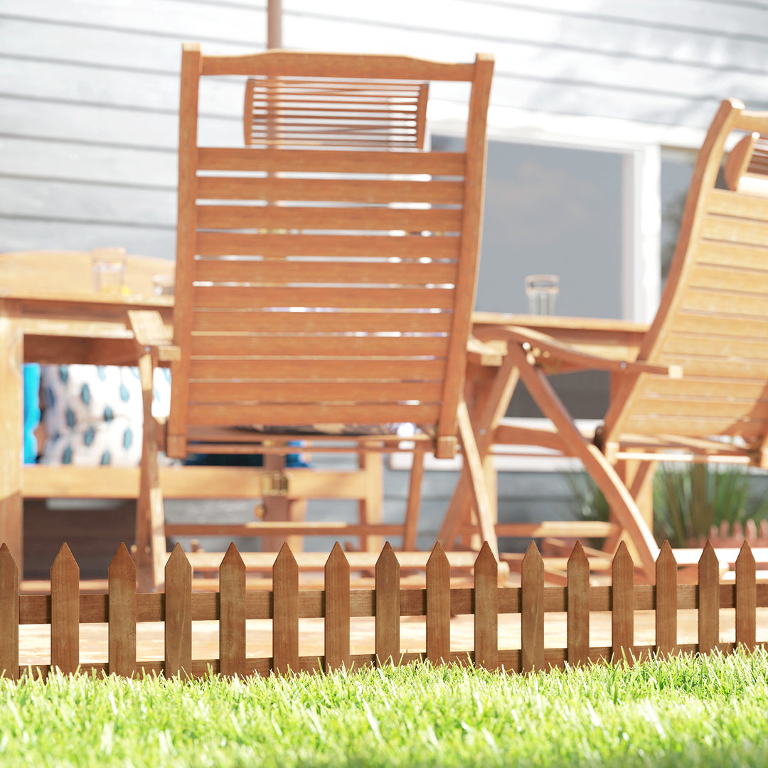 MCL Pack of 12 Wooden Border Fences, Garden Fixed Picket Fence for Lawn Edging, Flowerbed, 60L x 1D x 34H cm, Brown