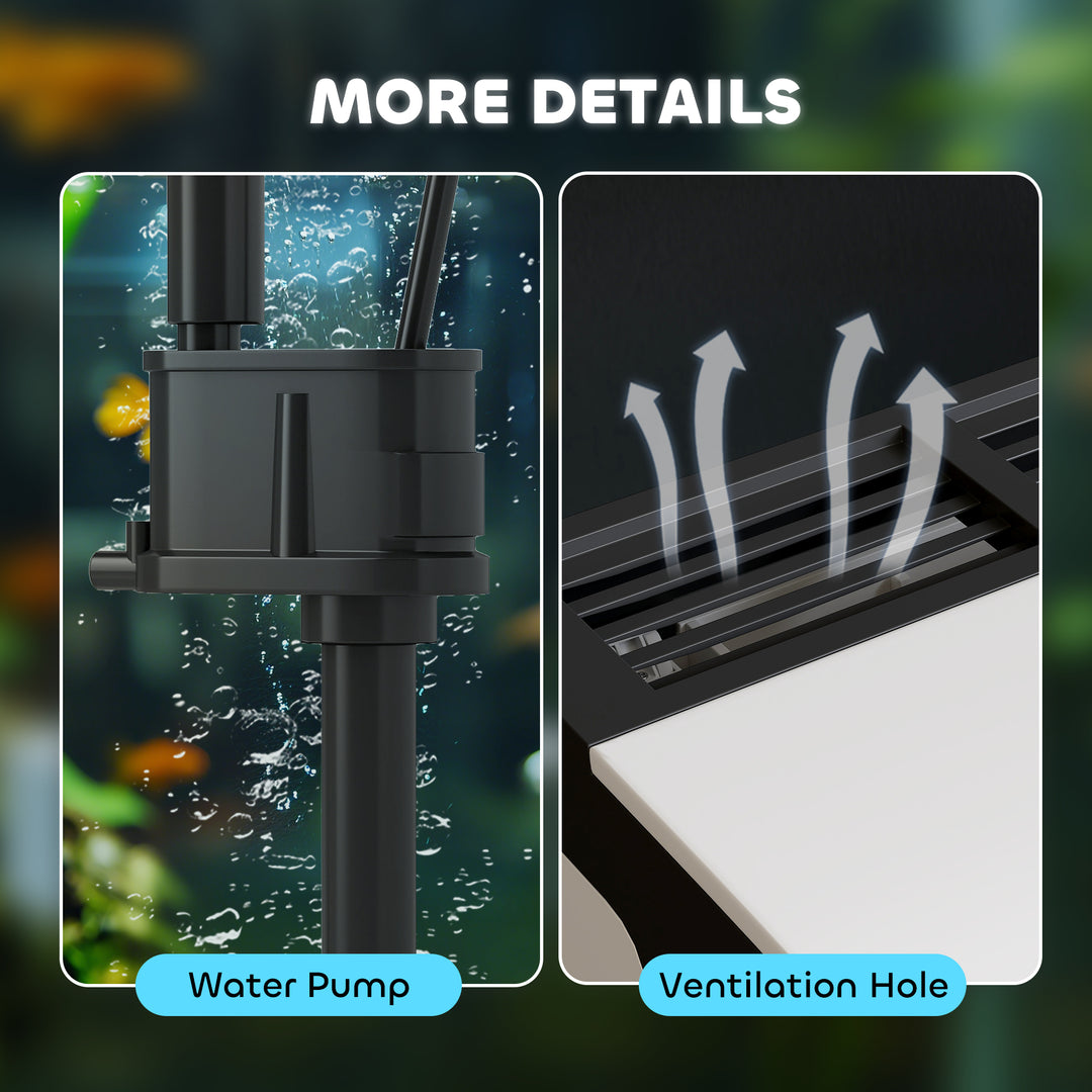 28L Glass Aquarium Fish Tank with Filter, LED Lighting, for Betta, Guppy, Mini Parrot Fish, Shrimp, 38 x 26 x 39.5cm