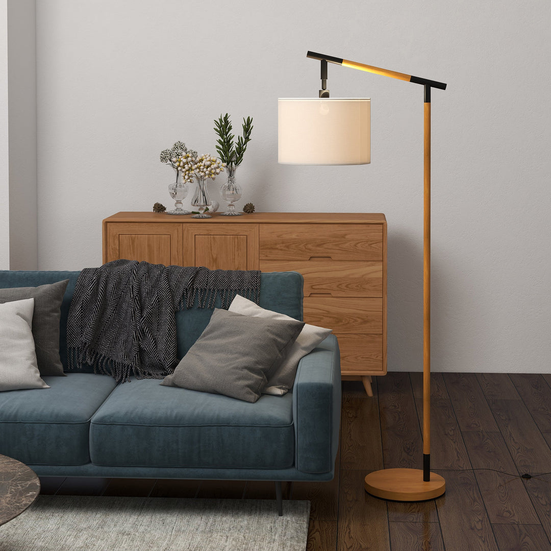 Metal Frame Floor Lamp with 350 Degree Rotating Lampshade, for Living Room and Bedroom, LED Bulb Included