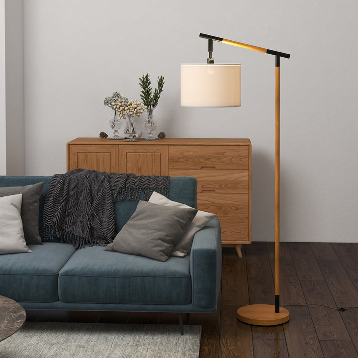 Metal Frame Floor Lamp with 350 Degree Rotating Lampshade, for Living Room and Bedroom, LED Bulb Included