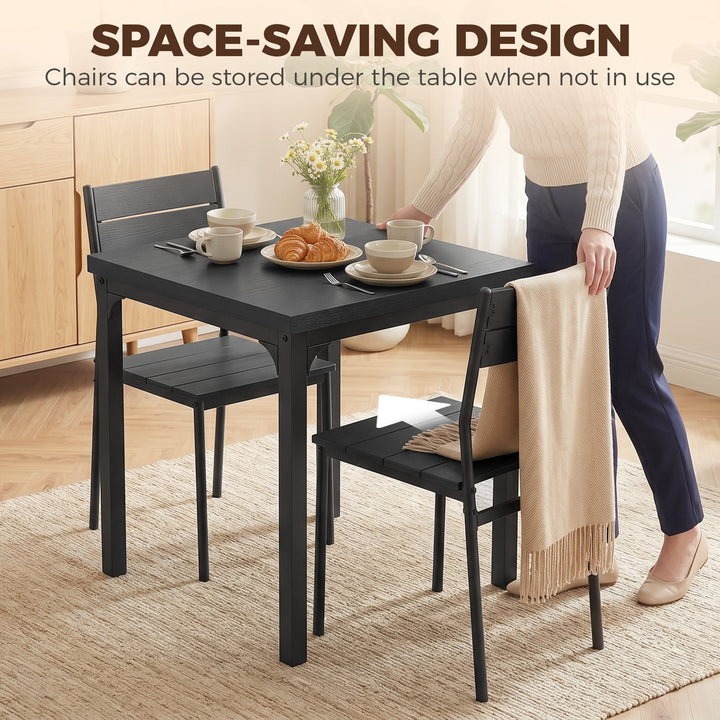3 Piece Space-Saving Kitchen Table and Chairs, Dining Table Set for 2 