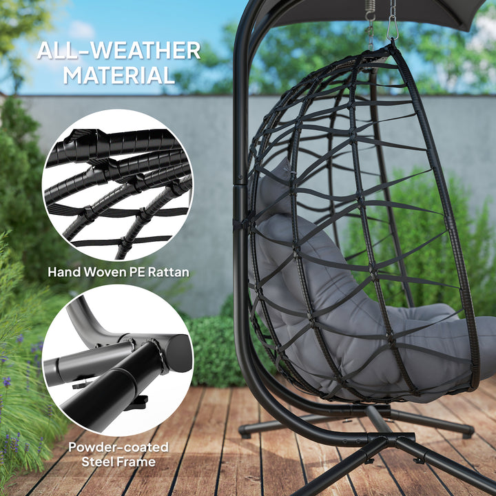 Two-Seater Rattan Egg Chair - Black