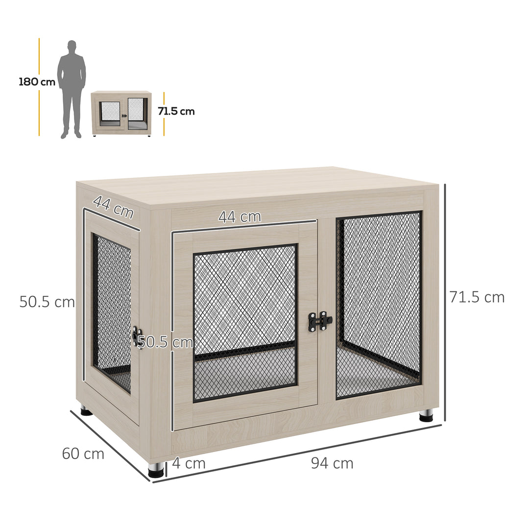 PawHut 2-in-1 Dog Cage & Side Table, with Two Doors, Cushion, for Large Dogs | Aosom UK