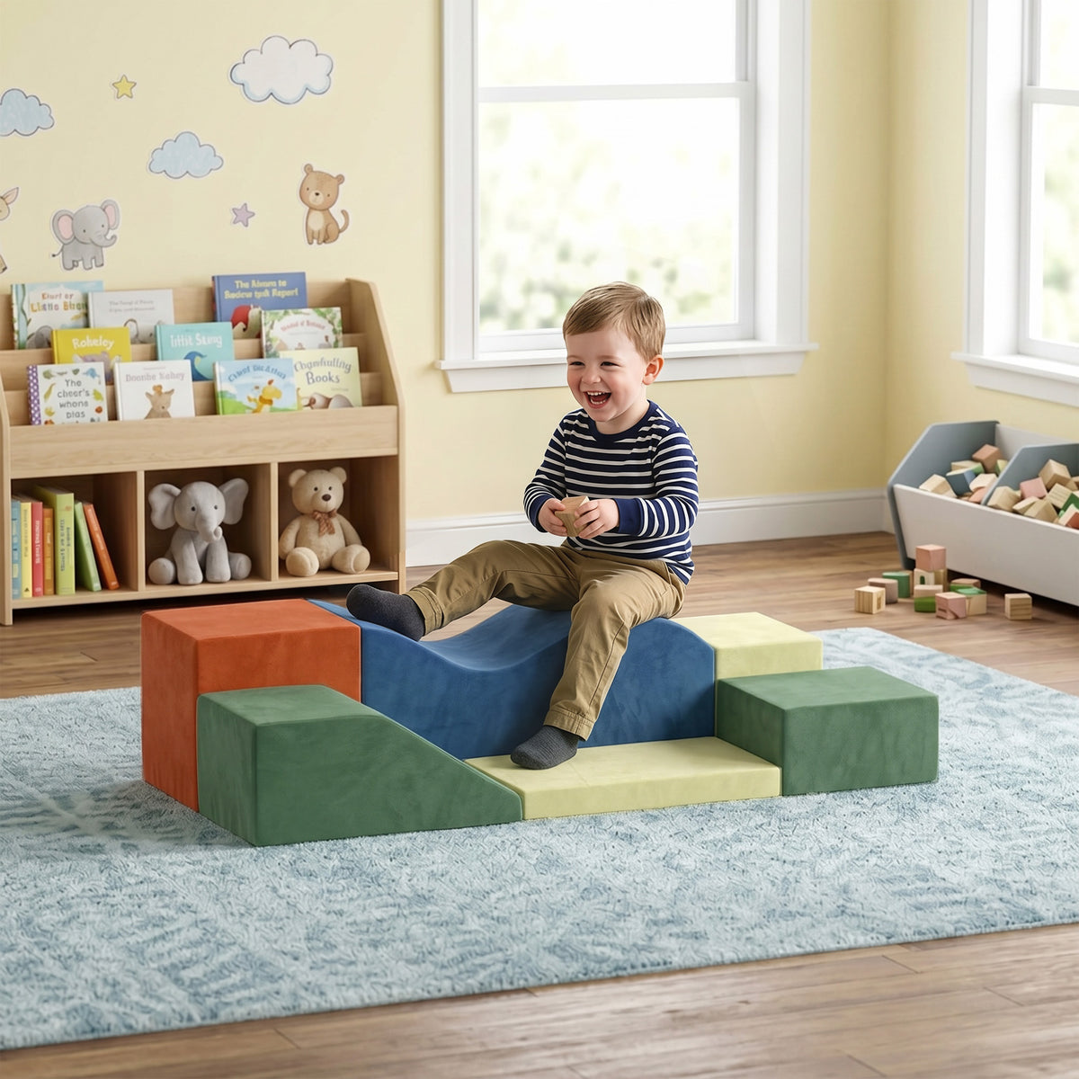Kids Soft Play Set, 6PCS Foam Climbing Blocks with Non-Slip Base - view 2