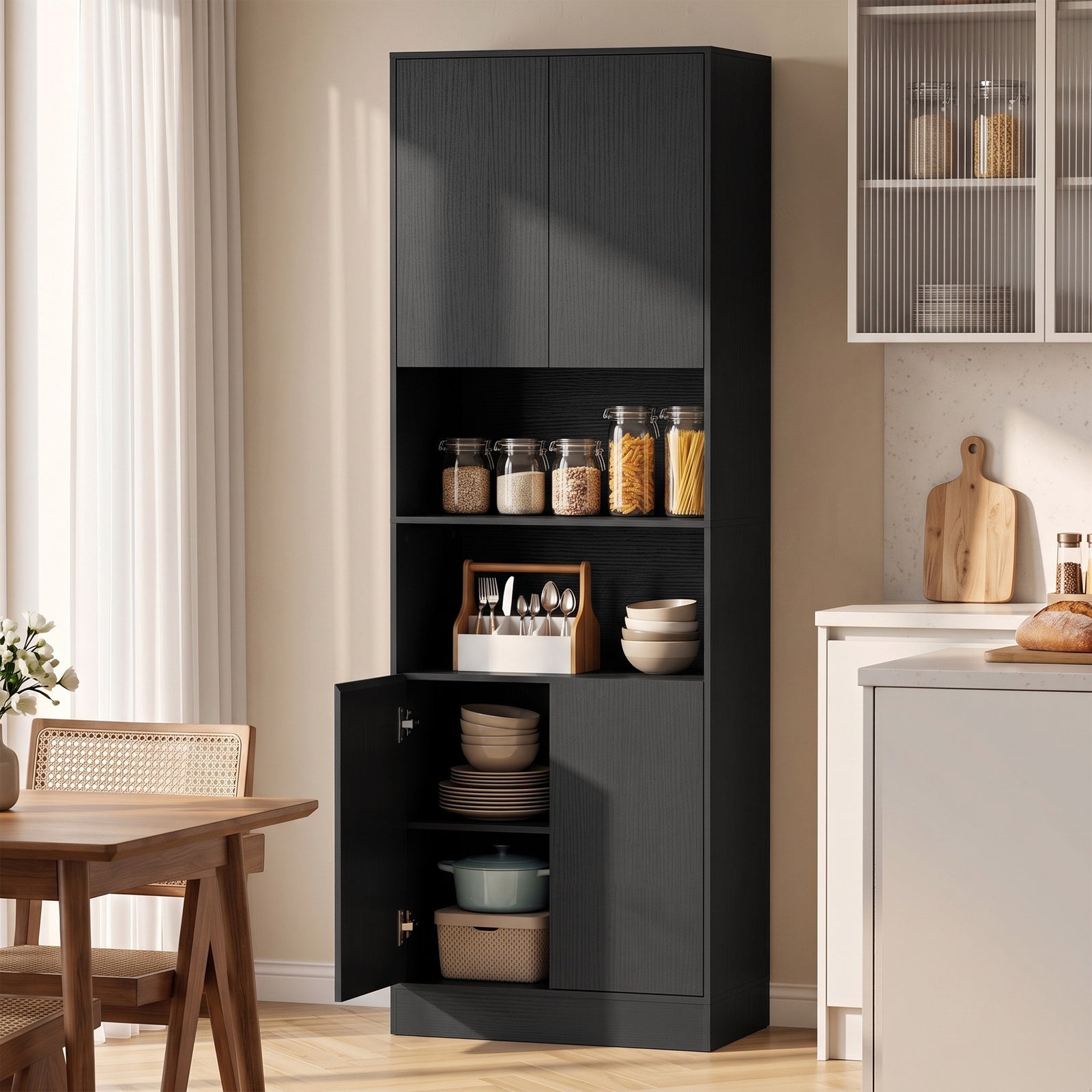 170 cm Kitchen Pantry Cabinet, Freestanding Storage Cabinet with Soft-