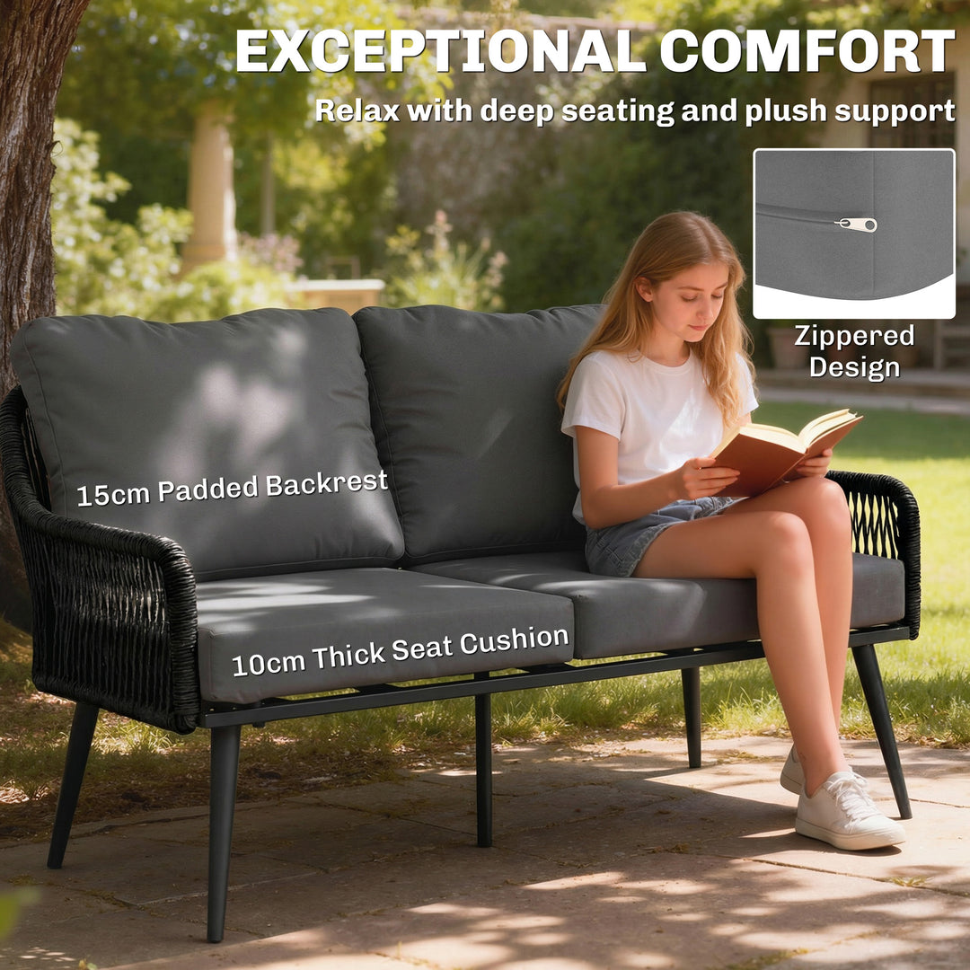 Rattan Garden Furniture Set, 4 Piece Outdoor Patio Furniture with Temp