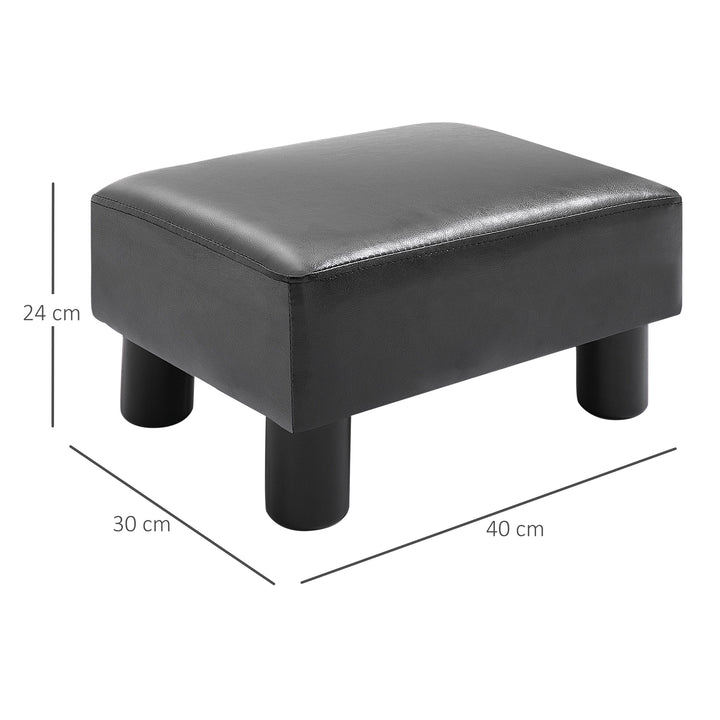 Faux Leather Footstool, Small Foot Rest, Rectangle Sofa Stool for Bedroom Living Room, Black