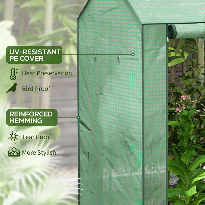 Green House, Mini Greenhouse with 2 Roll-up Doors, Vent Holes and Reinforced Cover, 100 x 80 x 150cm