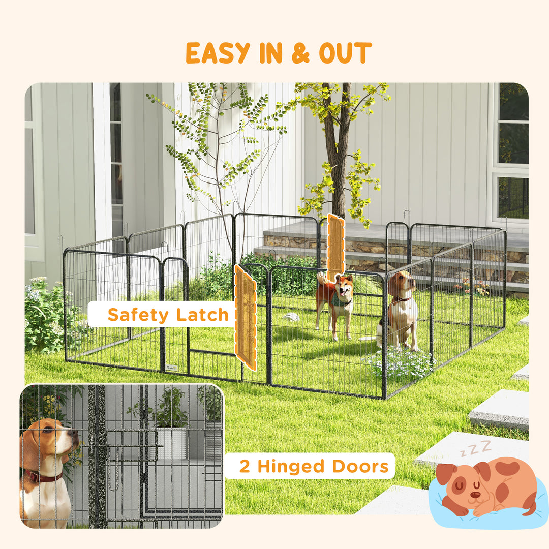 12 Panels Heavy Duty Puppy Playpen, for Small Dogs, Indoor and Outdoor Use - Silver