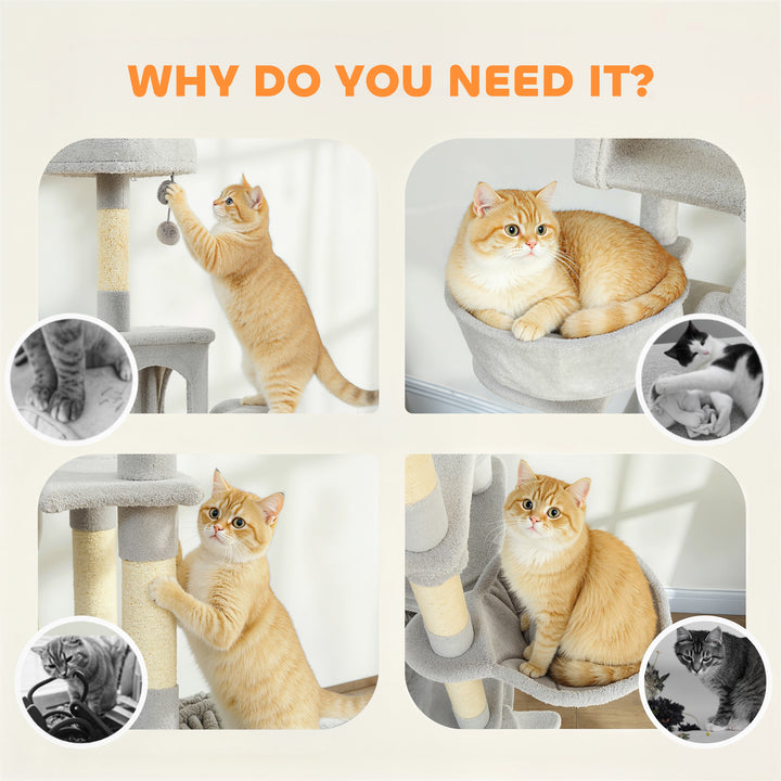 Cat Tree, 192 cm Large Multi-Level Cat Tower for Indoor Kittens with 8