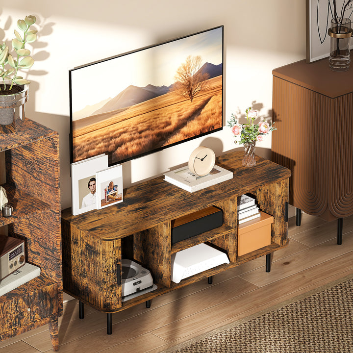 TV Stand Cabinet for TVs up to 55 Inches, TV Unit with Storage Shelves and Cupboard for Living Room, Rustic Brown