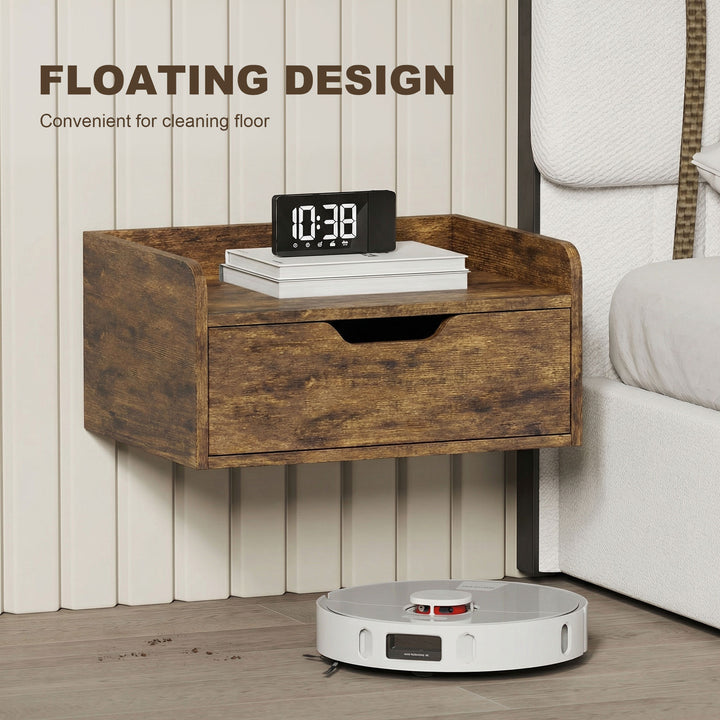Floating Nightstands Set of 2, Wall Mounted Bedside Table with Drawer 