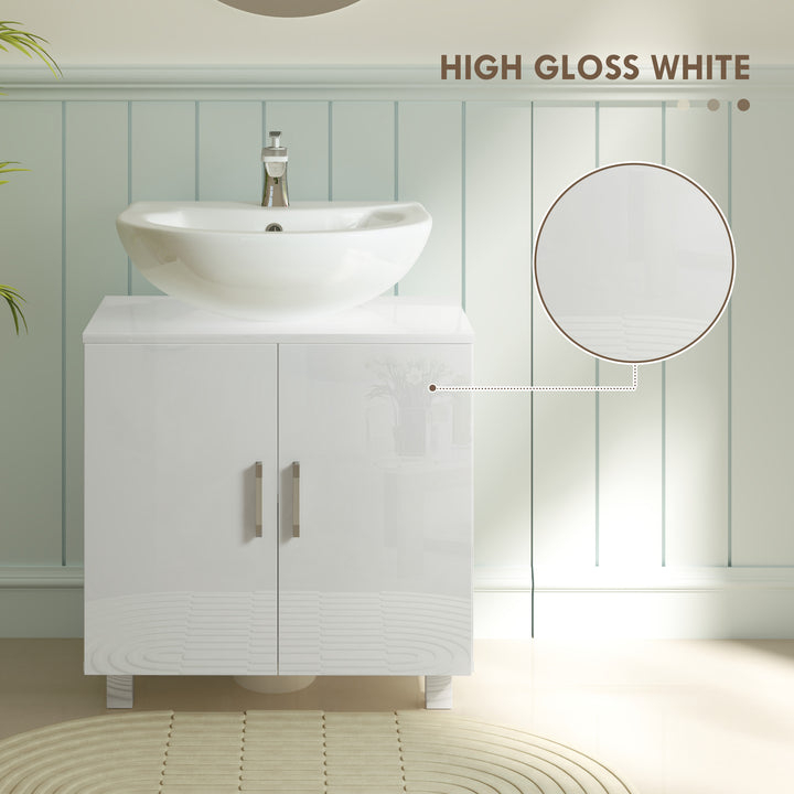 HOMCOM Bathroom Under Sink Cabinet for Basin without or with Pedestal - High Gloss White