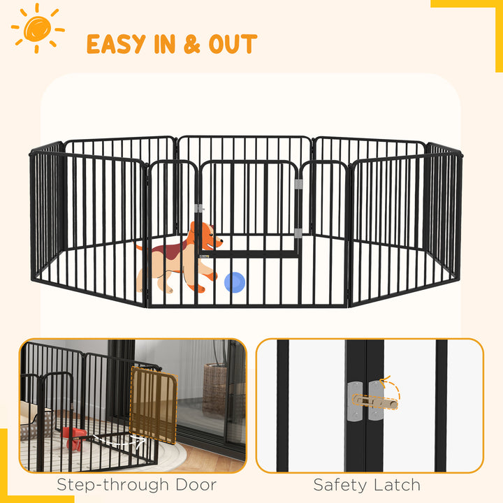 PawHut 8 Panels Heavy Duty Dog Pen, 60cm Height Pet Playpen for Indoor Outdoor, Small Dogs