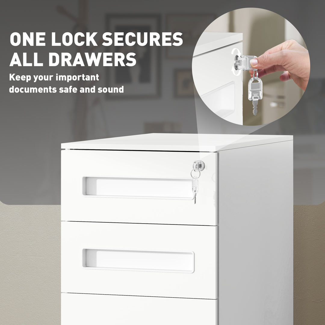 Three-Drawer Steel Filing Cabinet - White