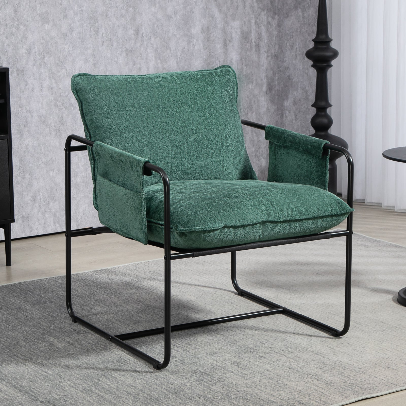 Minimal Padded Accent Chair, with Pockets - Green