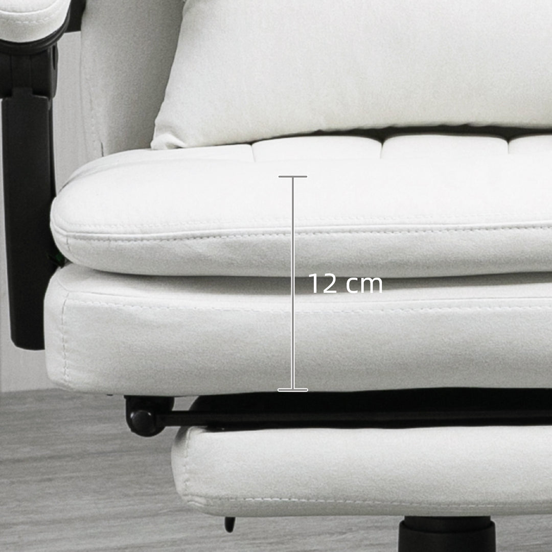 Office Chair, Ergonomic Desk Chair with 6-Point Vibration Massage and Lumbar Heating, Computer Chair with Lumbar Support Pillow, 155° Reclining Back and Footrest, Cream White