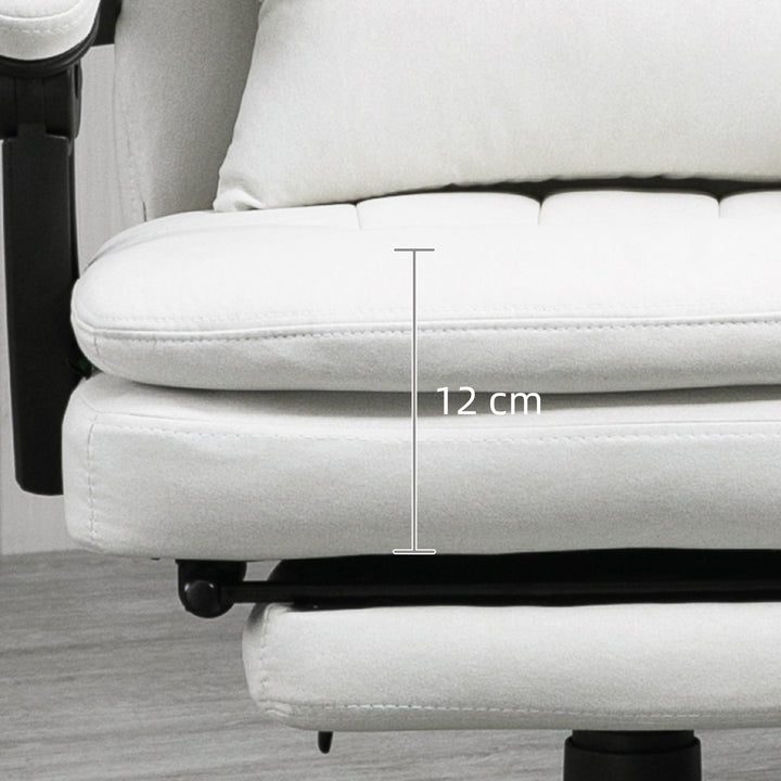 Office Chair, Ergonomic Desk Chair with 6-Point Vibration Massage and Lumbar Heating, Computer Chair with Lumbar Support Pillow, 155° Reclining Back and Footrest, Cream White
