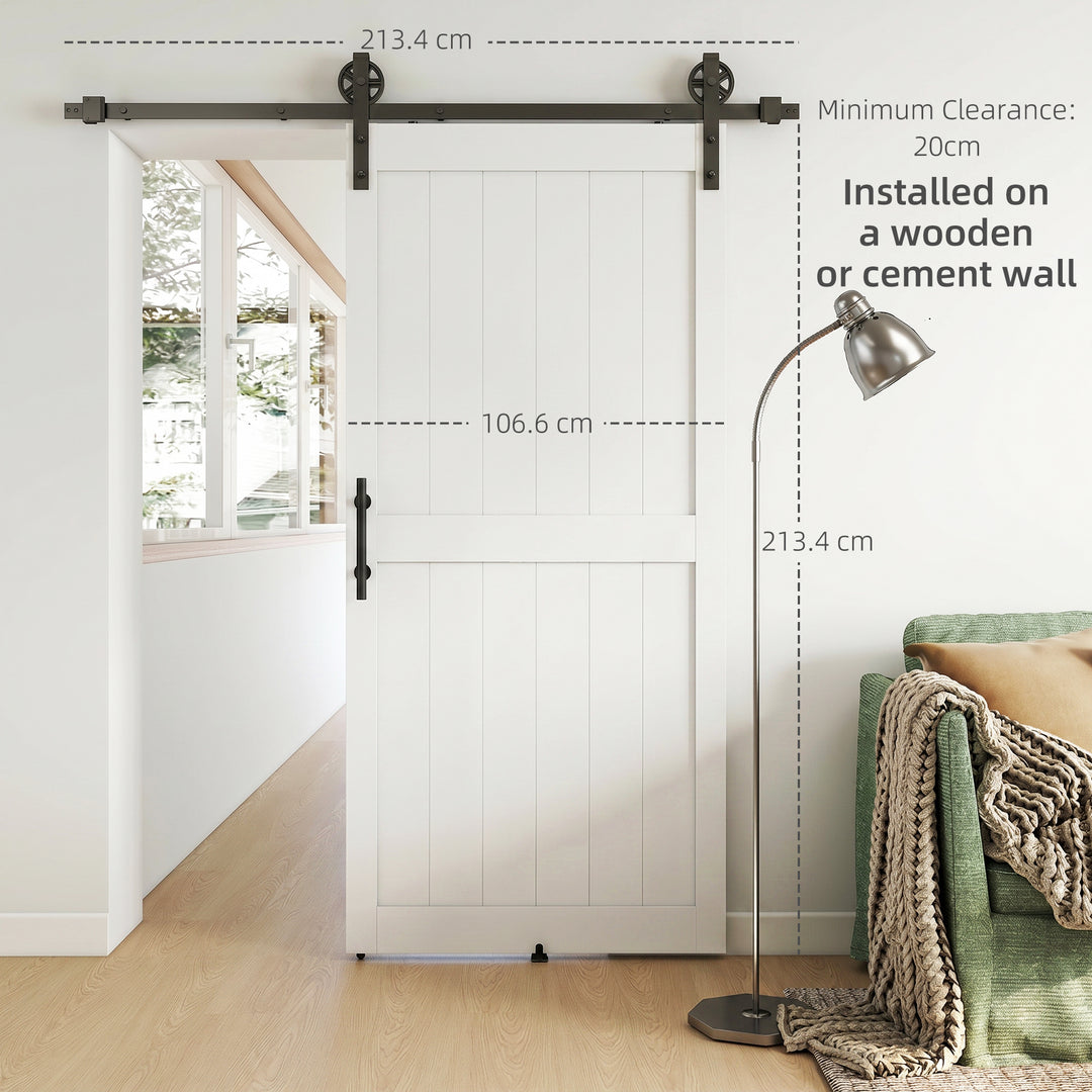 213.4cm Sliding Barn Door Kit, Sliding Door with Track, Hardware, Upgr