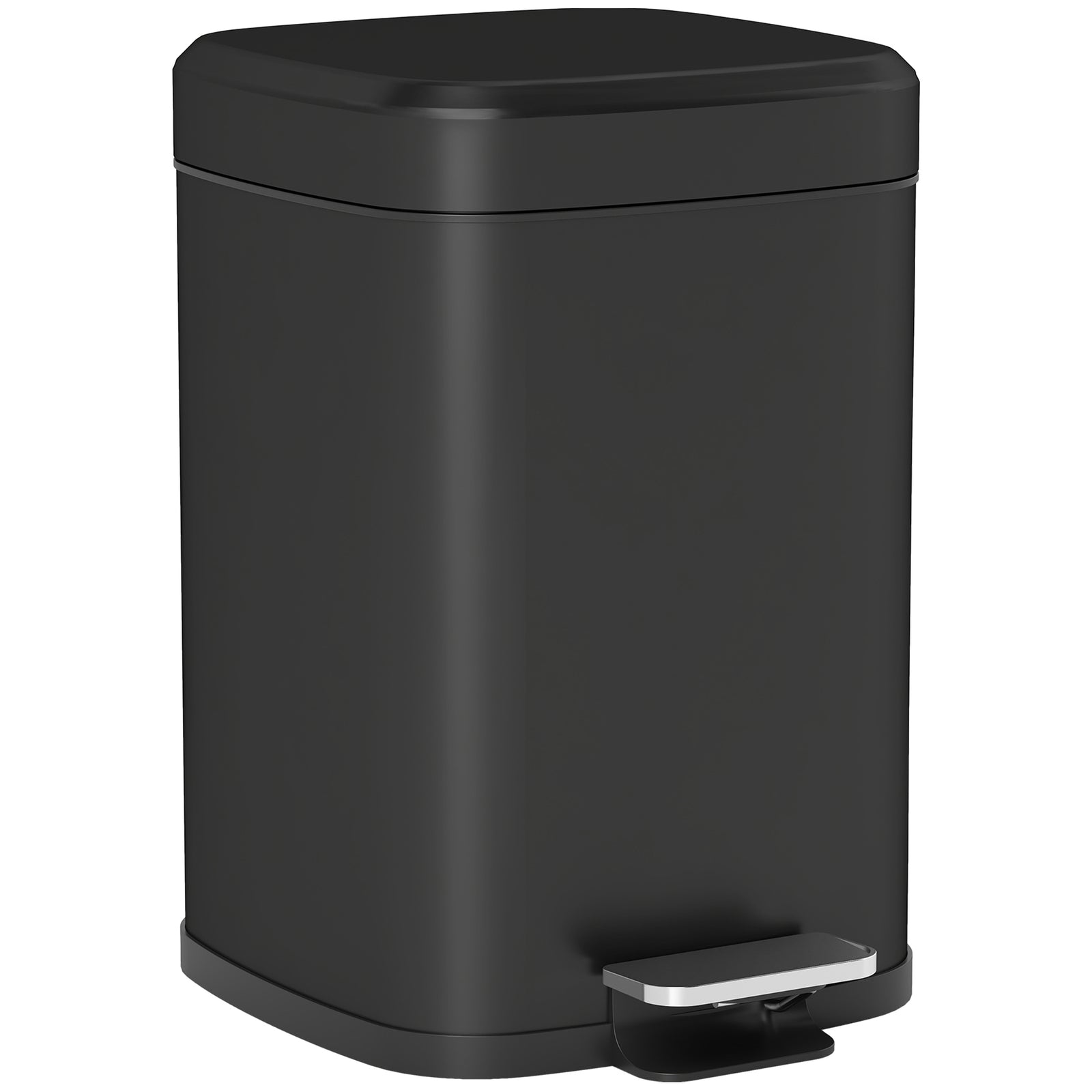 12L Modern Boxy Metal Home Kitchen Bin - Black