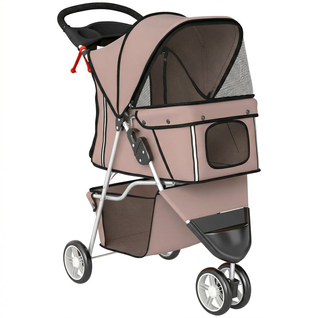 Dog Stroller, 3 Wheels Foldable Pet Stroller with Adjustable Canopy, S