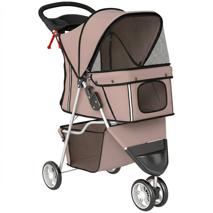 Dog Stroller, 3 Wheels Foldable Pet Stroller with Adjustable Canopy, S