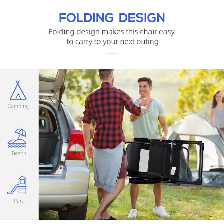 MCL Set of 2 Portable Folding Recliner Metal Outdoor Patio Chaise Lounge Chairs with Adjustable Backrest, Black