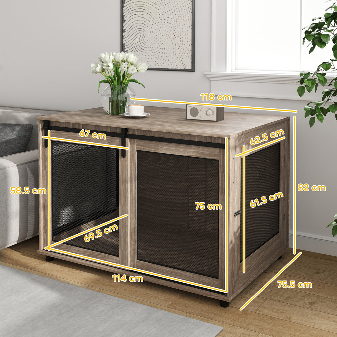 Dog Crate Furniture with Sliding Door for XL Dogs, Brown