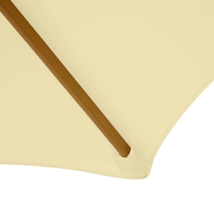 MCL 2.5m Wood Garden Parasol Sun Shade Patio Outdoor Wooden Umbrella Canopy, Table Market Umbrella with Vent, 38mm Pole, Rope Pulley Mechanism, Cream White