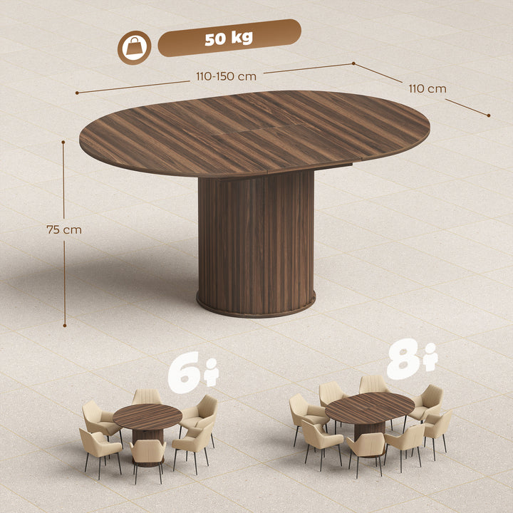 Extendable Round Dining Table Kitchen Table Hidden Leaf Storage - view 3