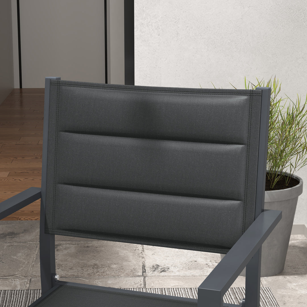 Set of Two Aluminium Stacking Garden Chairs - Dark Grey