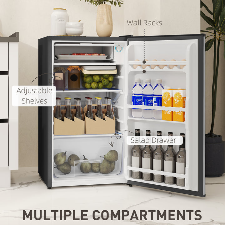 91 Litre Freestanding Under Counter Fridge Freezer, Small Fridge with Chiller Box, Adjustable Thermostat, 47.5cm Wide, Silver Tone