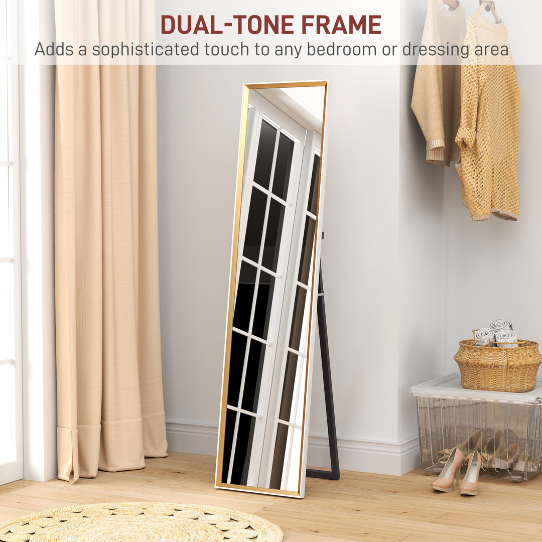 157 x 37cm Elegant Full-Length Mirror - White/Gold-Tone