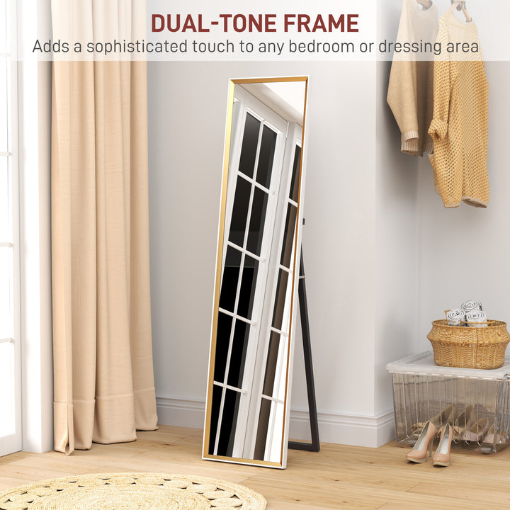 157 x 37cm Elegant Full-Length Mirror - White/Gold-Tone